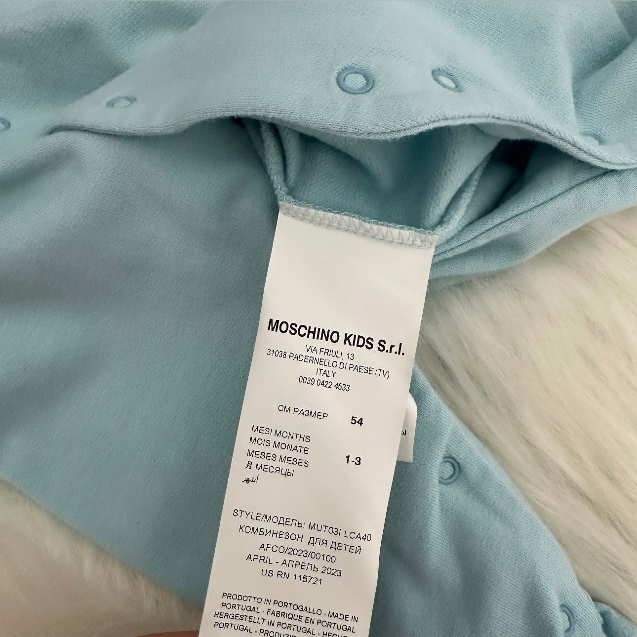 Moschino Boys Babygrow - 1/3 months