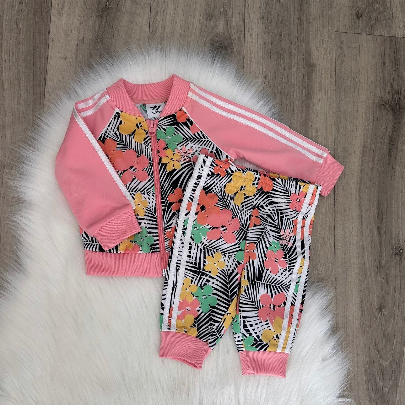 Adidas Girls Tracksuit Set - 3/6 months