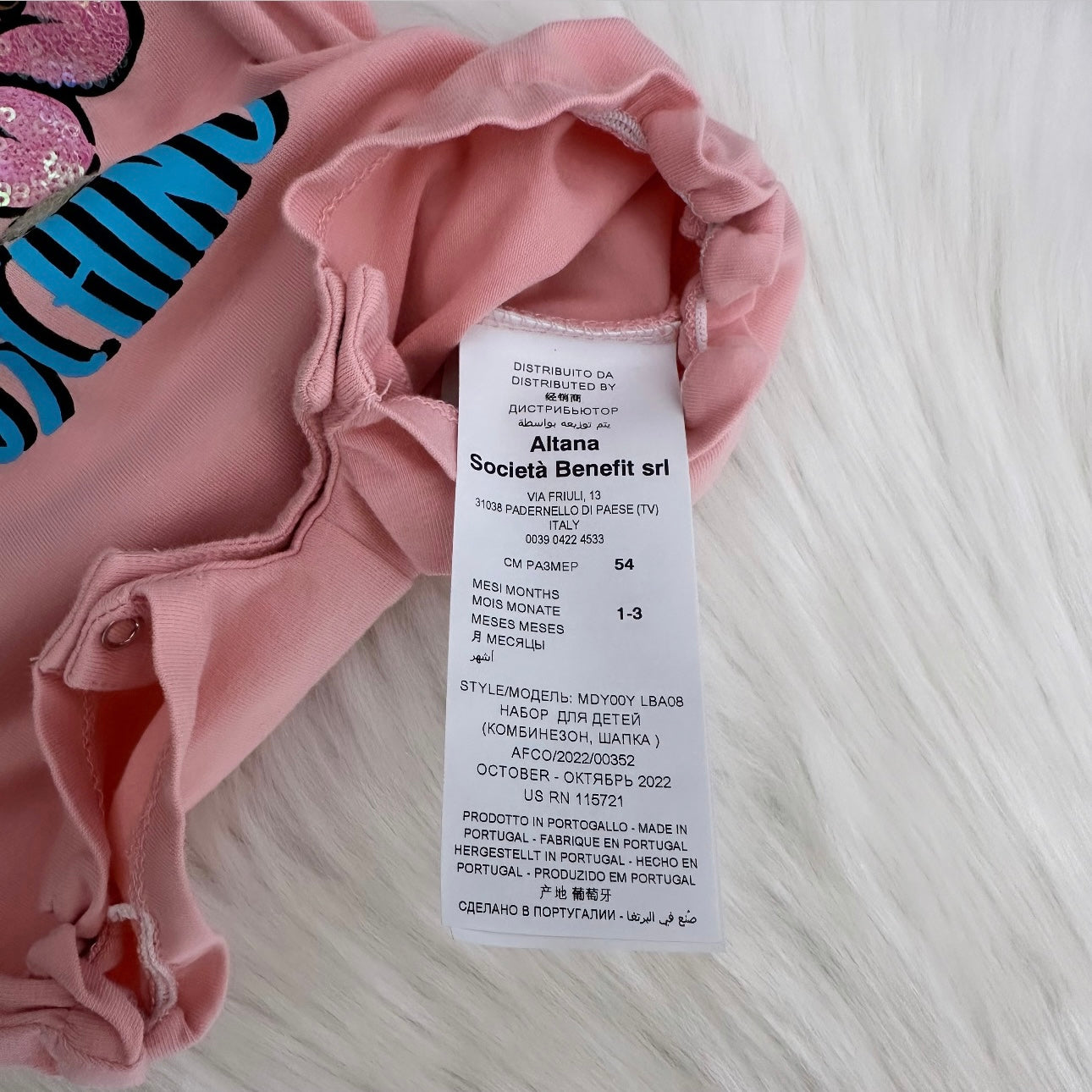 Moschino Girls Romper - 1/3 months