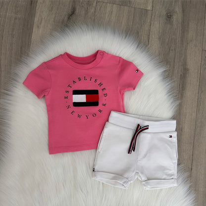 Tommy Hilfiger Girls Shorts Set - 0/3 months